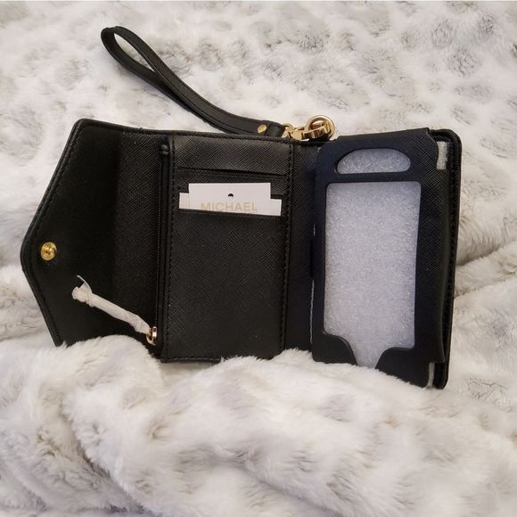 MICHAEL KORS Phone Wristlet Card Holder Black